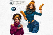 Modern Winter girls cliparts, a Seasonal Illustration by ThatsDesignArt (Thumbnail 18 of 18)