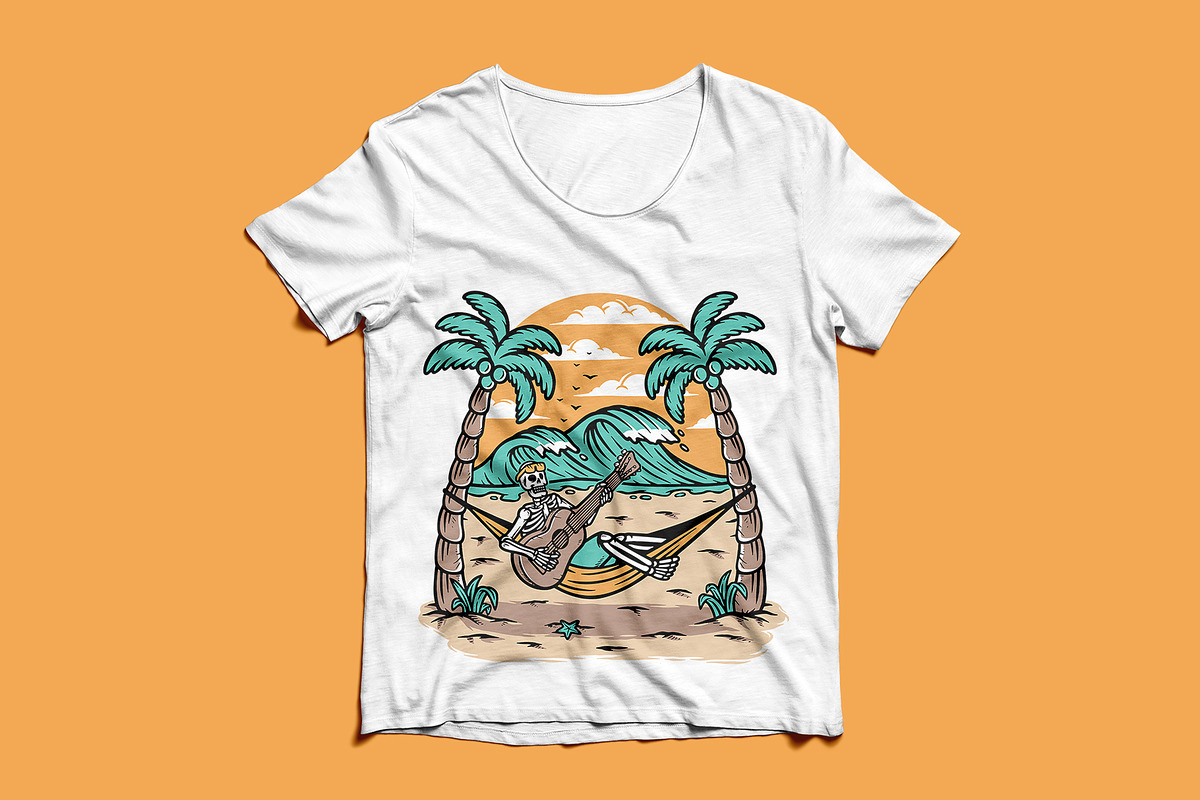 Skull playing guitar on the beach, a Person Illustration by gunaonedesign (Photo 3 of 5)