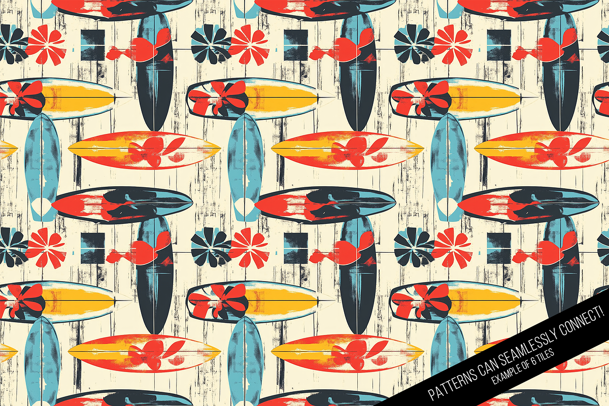 Retro Surfing Seamless Digital Paper, a Pattern Graphic by Chromolume Studio (Photo 10 of 15)