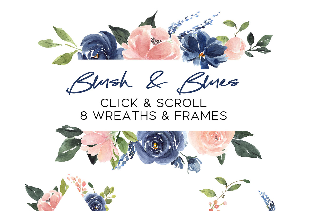 Blush and Blue Watercolor Flowers, an Illustration by Graphic Blue Bird (Photo 2 of 9)