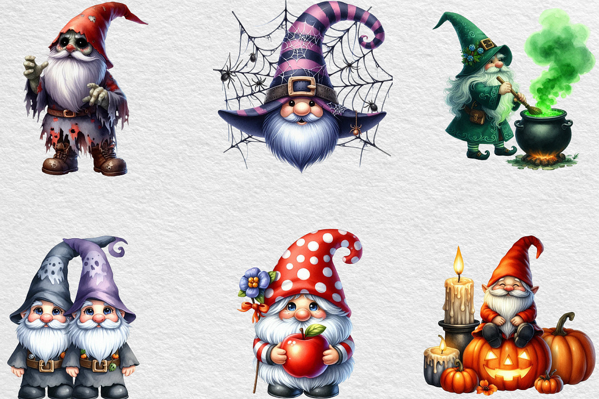 Halloween Gnome Clipart, an Illustration by Black Bird Studio (Photo 4 of 6)