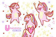 3 Pink Unicorns Cute Clipart, an Illustration by Eereen Studio (Thumbnail 1 of 2)