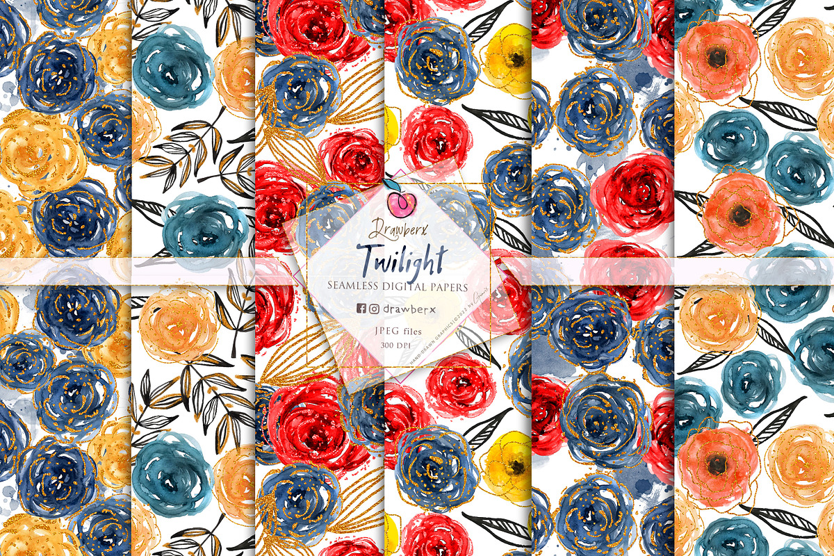Rose Flowers Seamless Paper pack 012, a Pattern Graphic by Drawberx (Photo 4 of 9)