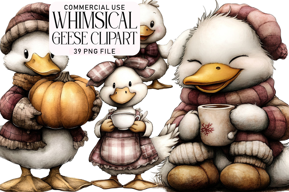 Whimsical Geese Clipart Bundle, an Illustration by Daily.Designs (Photo 1 of 5)
