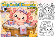 Cozy Axolotl Moments Cute & Comfy, an Animal Illustration by Design Zone (Thumbnail 1 of 4)