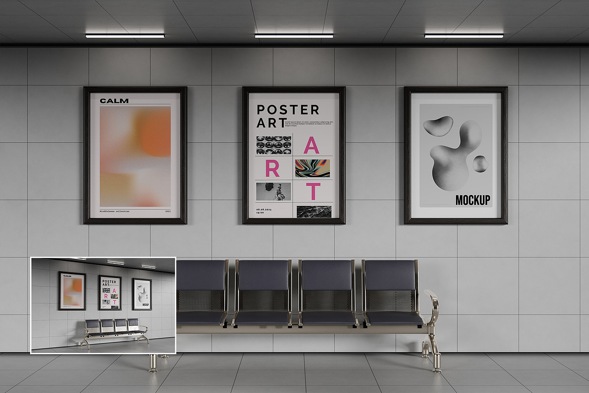 Frame Poster Mockup, an Advertising Mockup by PixelPiknik (Photo 1 of 3)
