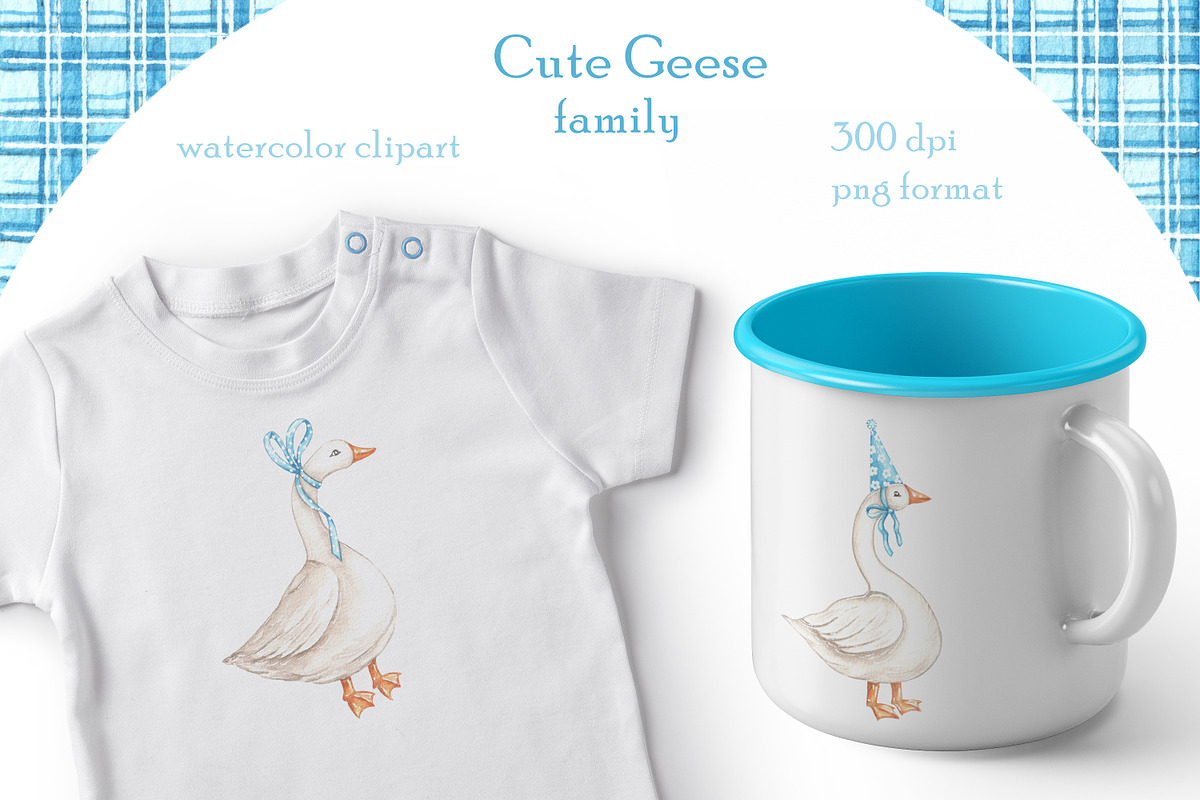 Cute geese watercolor clipart., an Illustration by SabinaWatercolorArt (Photo 5 of 6)