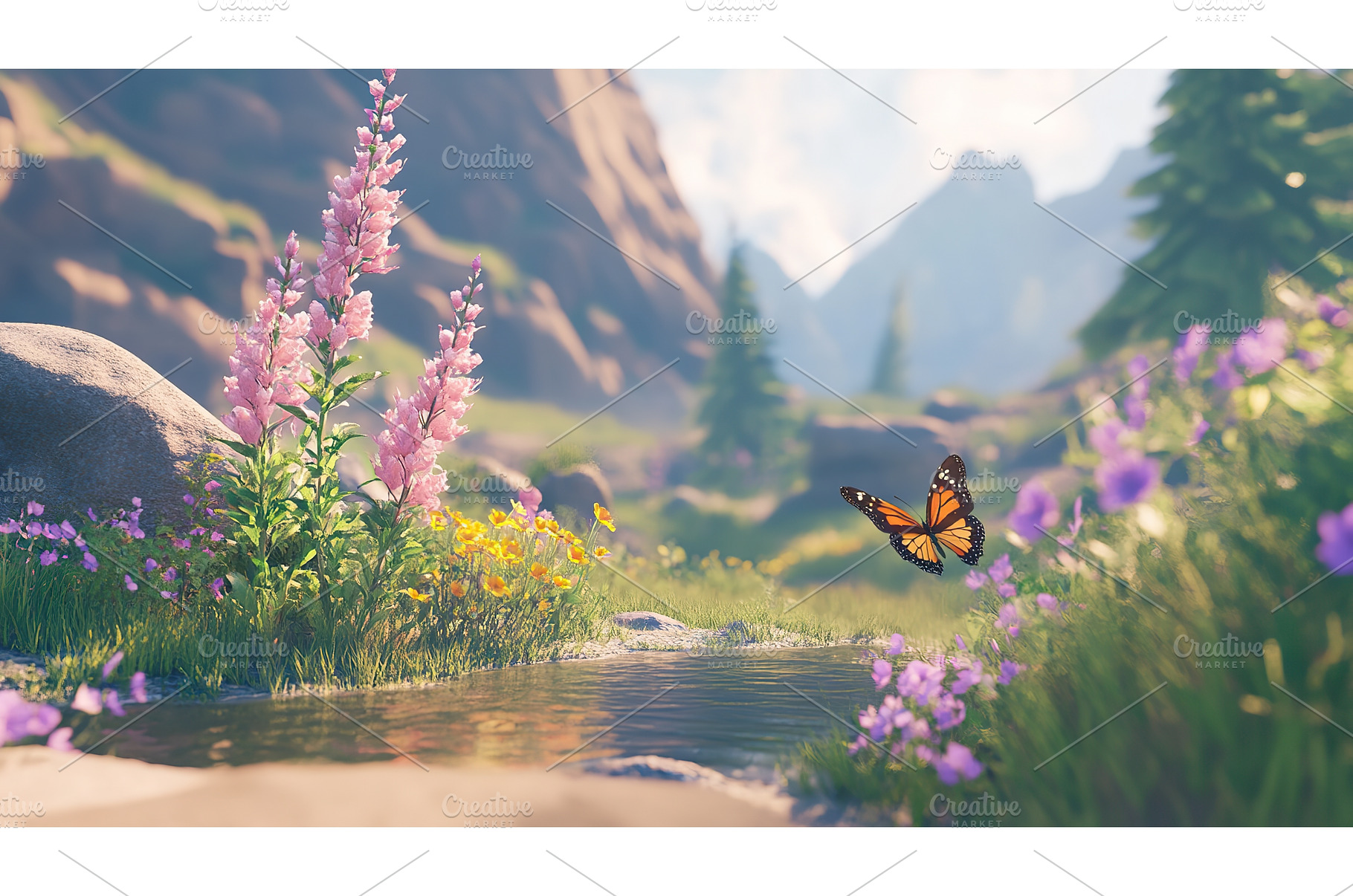 Serene mountain landscape with, a Nature Photo by Lermont51