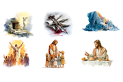 Watercolor Jesus Easter Clipart, a Decorative Illustration by stickermadness (Thumbnail 4 of 4)