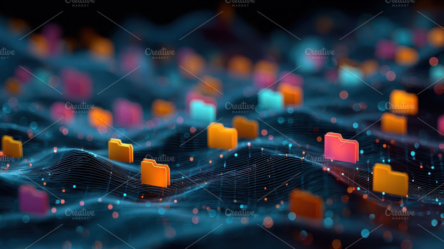 Digital Data Flow Network Folders Cy, a Photo by Pixeness Studio