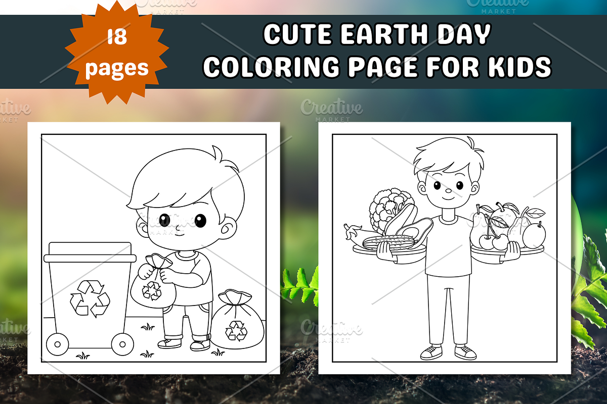 Cute Earth Day Coloring Page, an Education Illustration by Salaly (Photo 6 of 6)