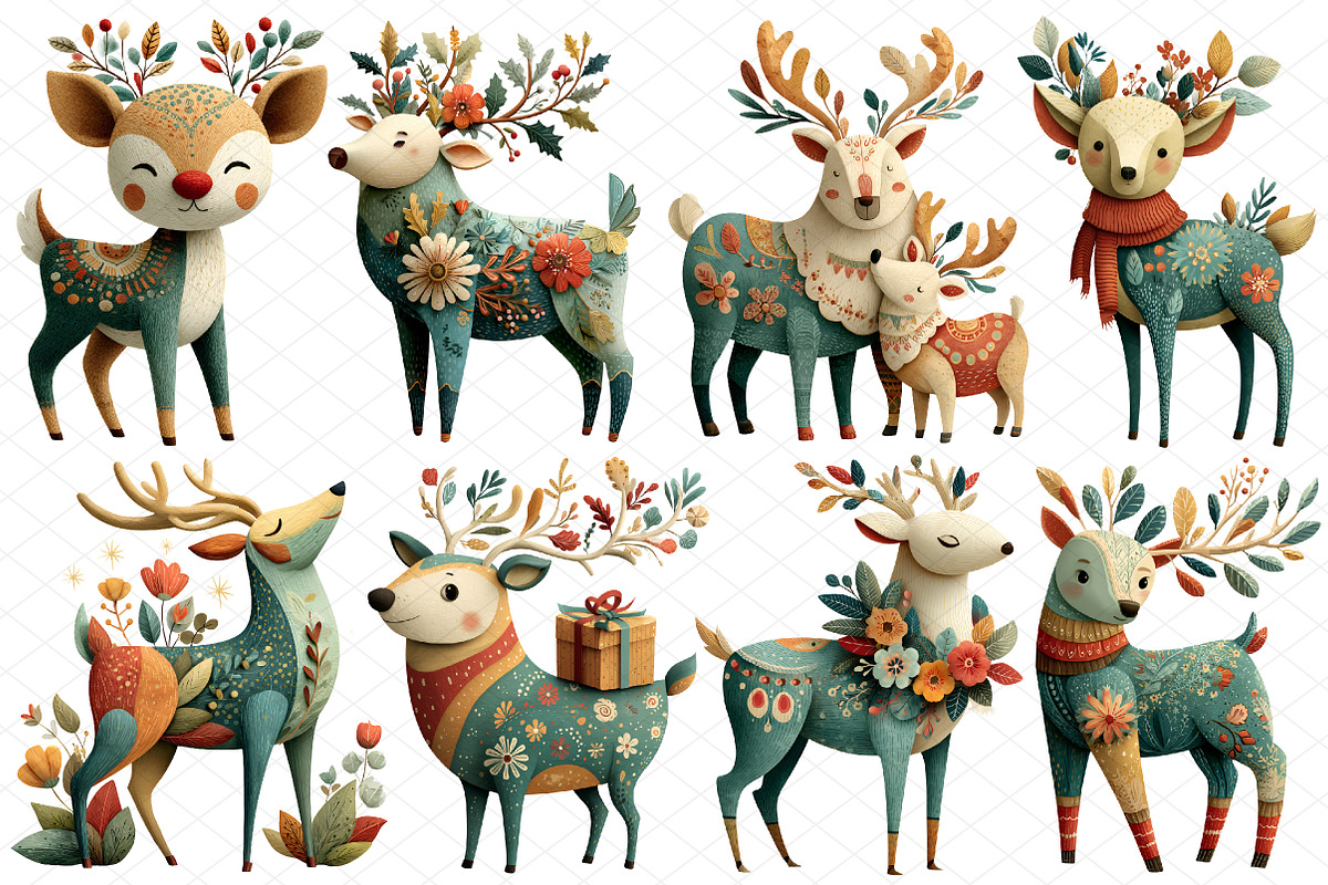 Watercolor Christmas Deer Clipart, an Animal Illustration by cherrydesign (Photo 3 of 4)
