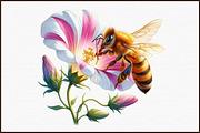 Summer Bees With Flowers Clipart, an Illustration by Sublimation Artist (Thumbnail 3 of 6)