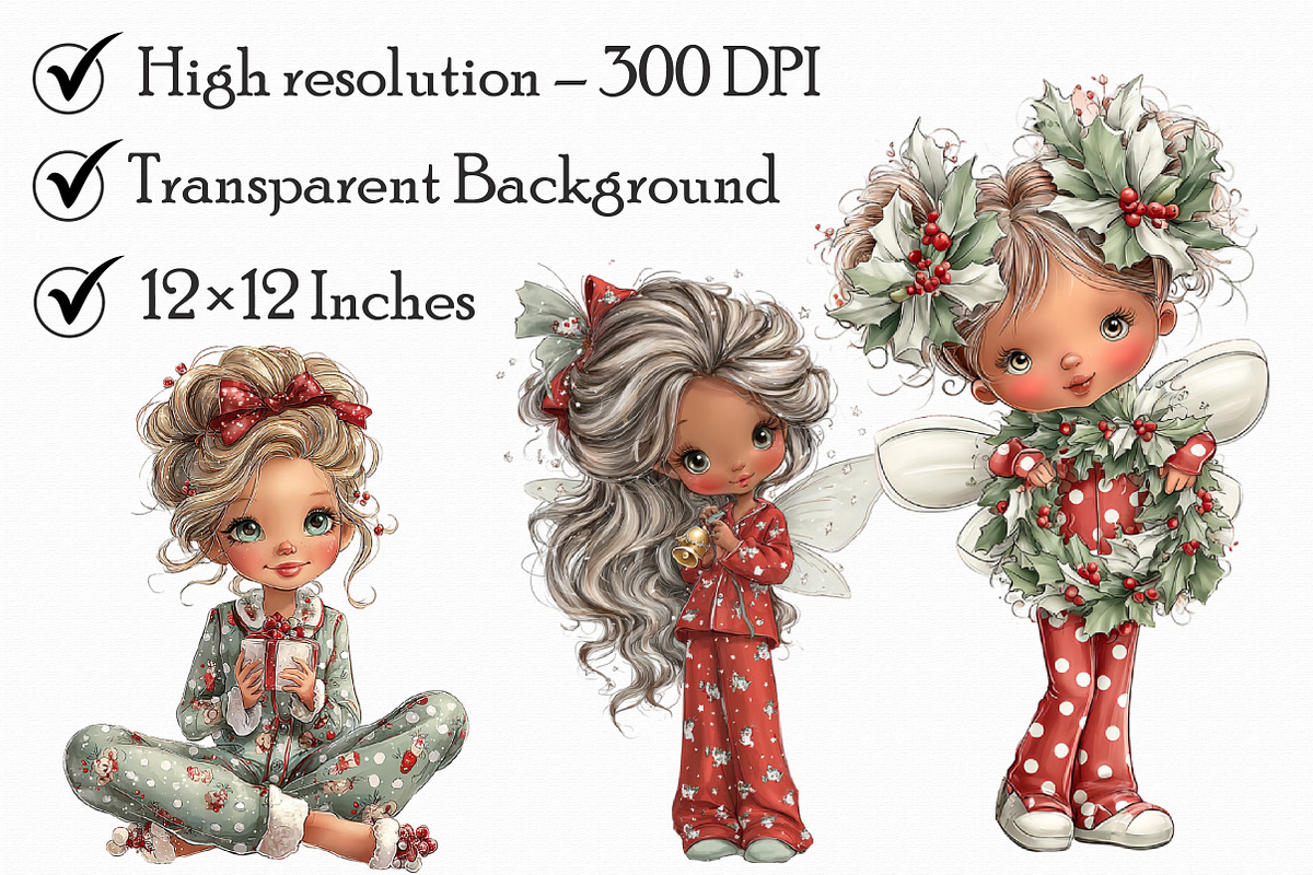 Whimsical Christmas Fairy Clipart, an Illustration by Libby Wishes (Photo 5 of 6)