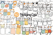 Hanging Cats Clipart, a Decorative Illustration by Paper Artsthetics (Thumbnail 1 of 4)