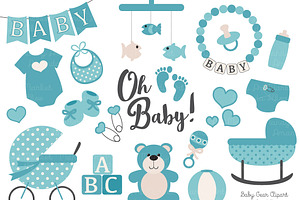 Vintage Blue Baby Clipart, an Illustration by Amanda Ilkov