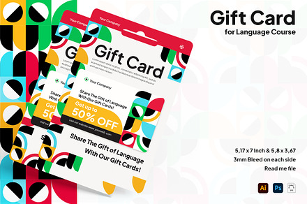 Language Course Gift Card, a Card Template by Esensifiksi.studio