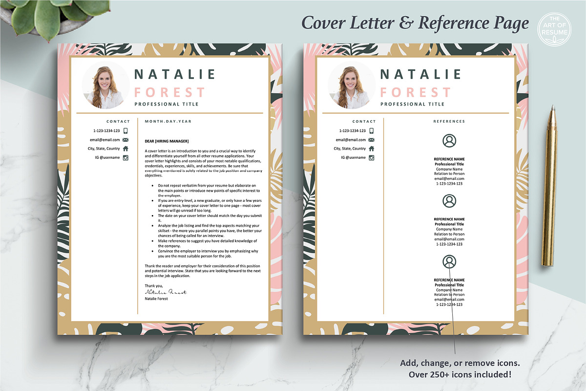 Creative Resume Template, Pretty CV, a Resume Template by The Art of Resume (Photo 6 of 8)
