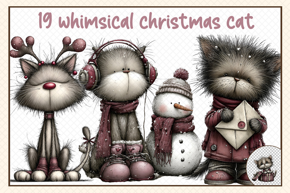 Whimsical christmas cat, an Illustration by cherrydesign (Photo 3 of 3)