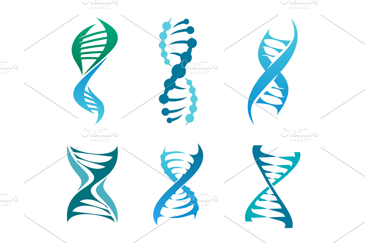 Dna helix icons, genome spiral, a Healthcare Illustration by Vector Tradition