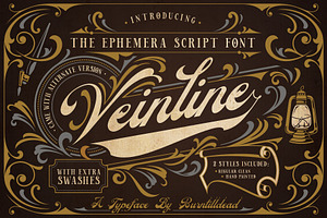 Veinline - Victorian Script, a Script Font by Burntilldead