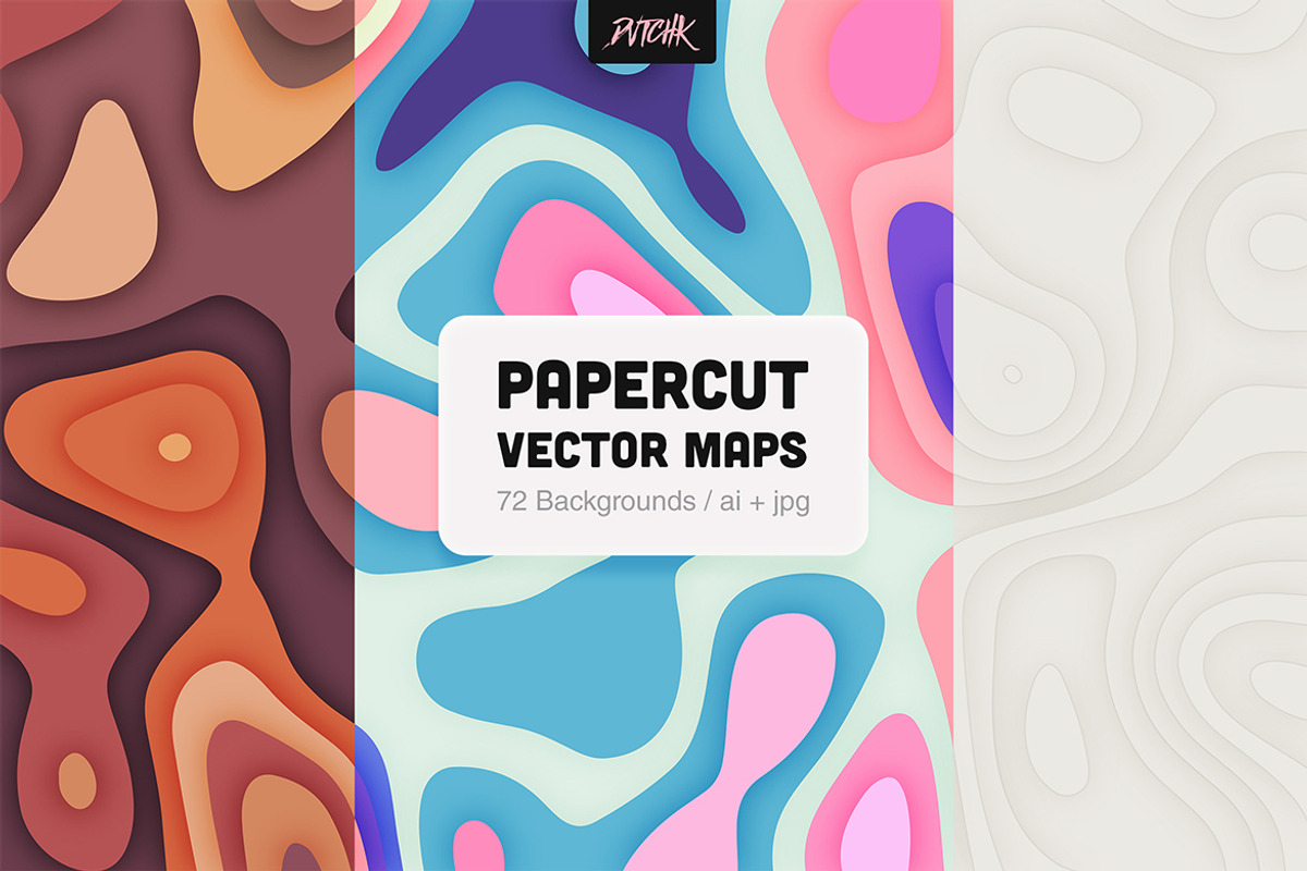 Papercut Topographic Vector Maps, a Background Graphic by dvtchk