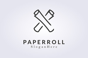 line art paper roll map logo design