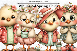 Whimsical Spring Chick Clipart, a Seasonal Illustration by HueNestify