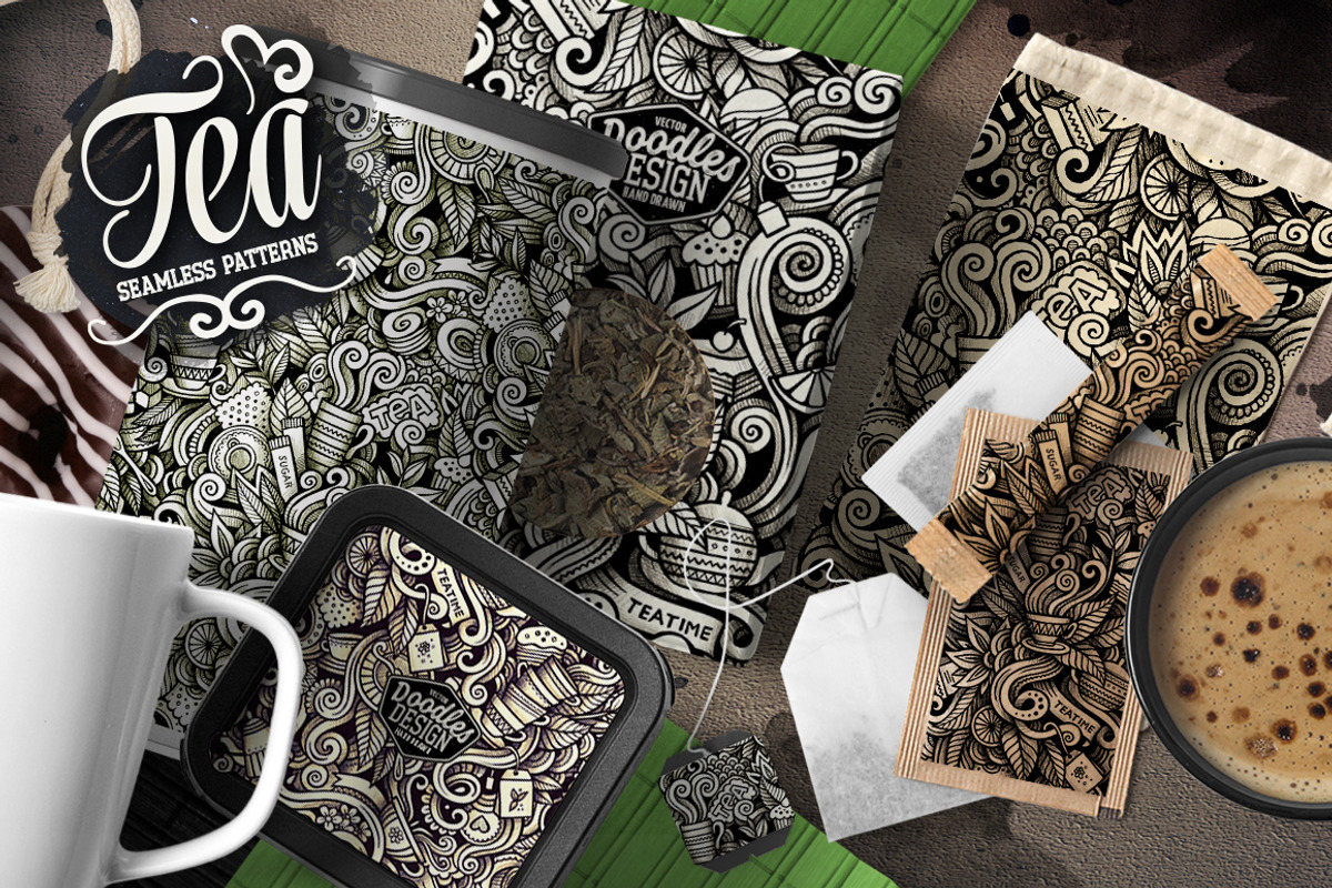 Tea Graphic Doodles Patterns, a Pattern Graphic by BALABOLKA (Photo 5 of 6)