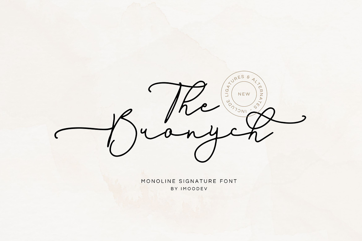 The Bronych - Handwritten Script, a Script Font by Imoodev (Photo 1 of 5)
