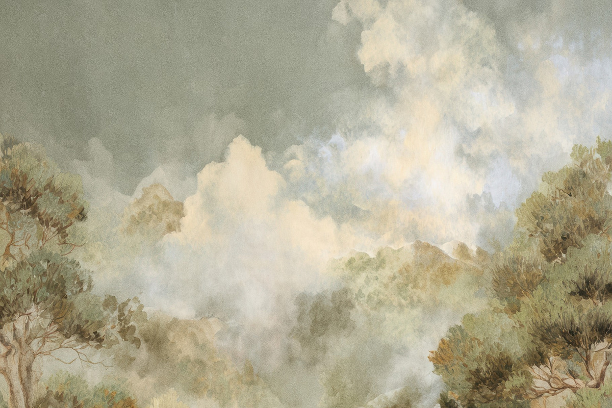 Serene Mediterranean Wallpaper, a Decorative Illustration by Virgo Studio