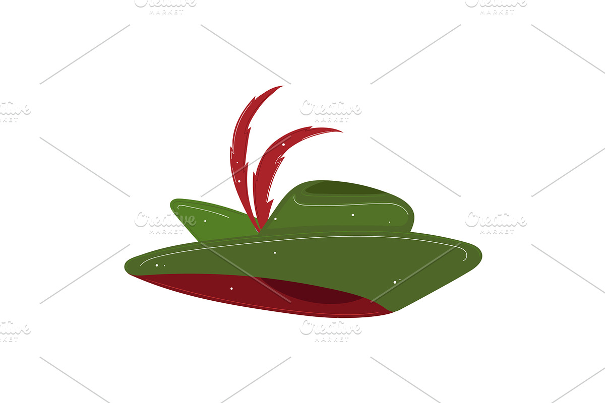 Red feather sticking out of a green, an Object Illustration by seahorsevector