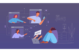 online abuse. harassment depressed, an Education Illustration by Multigon