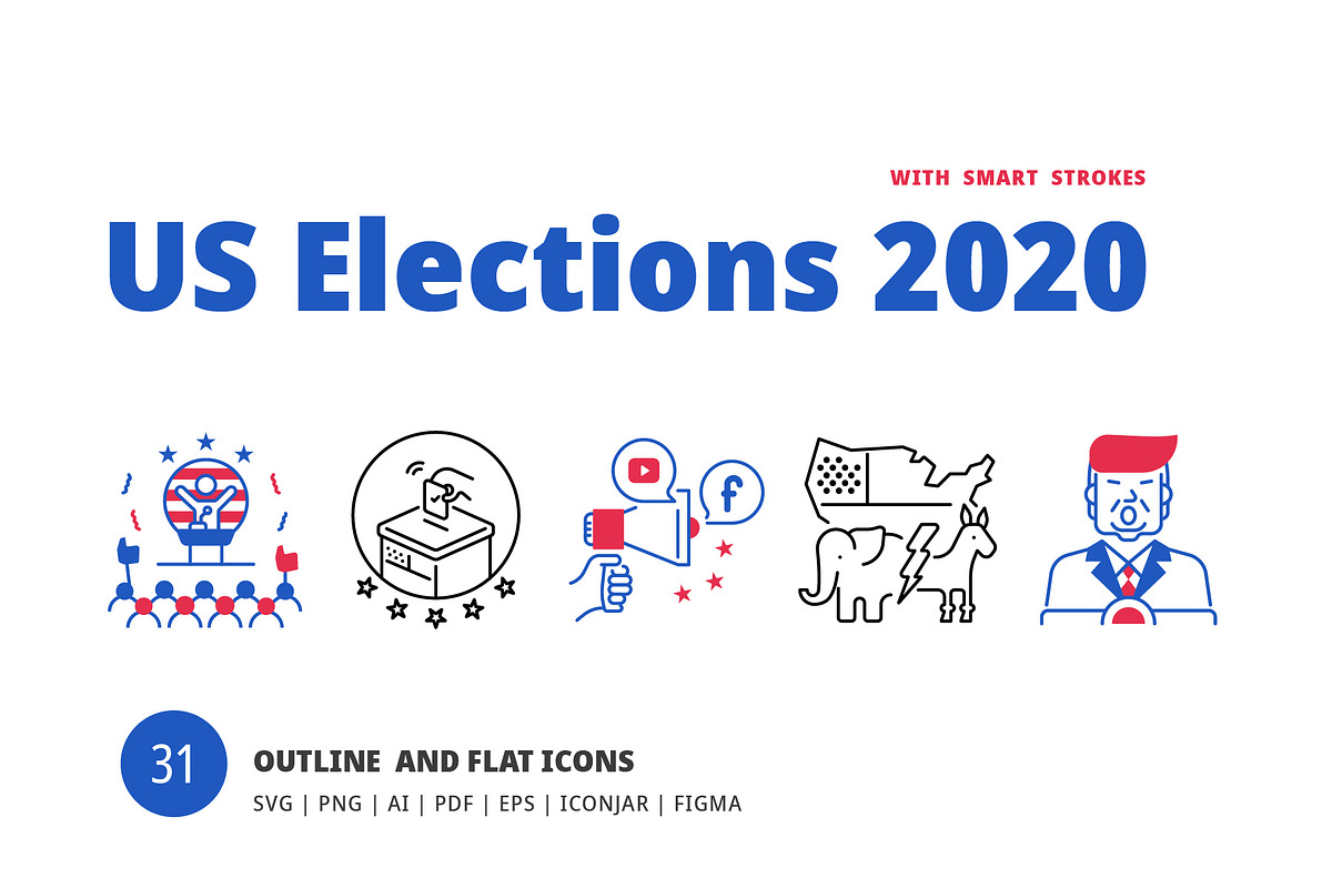 US Election Clipart, an Outline Icon by Amogh Design (Photo 1 of 8)