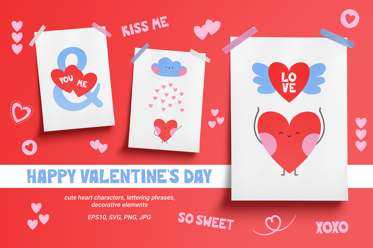 Heart characters clipart set, a Decorative Illustration by LiiaLonn Studio (Photo 1 of 4)