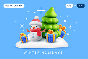 Christmas Tree, Snowman and Presents