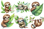 Sloth watercolor clipart, an Illustration by Designworld (Thumbnail 2 of 6)
