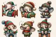CHRISTMAS ELEPHANT CLIPART PACK, a Seasonal Illustration by Daring Digies (Thumbnail 3 of 9)
