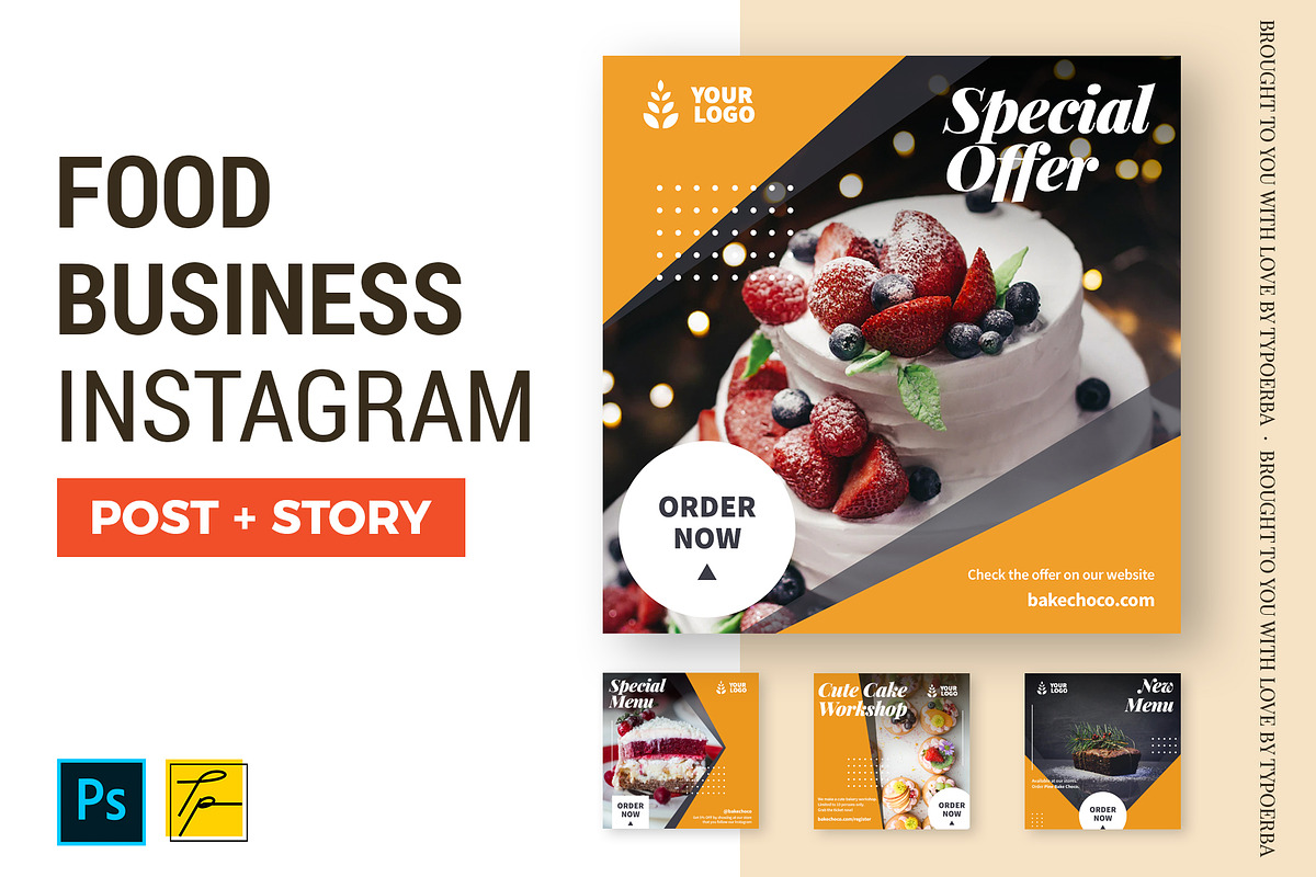 Food Business Instagram Post + Story, a Social Media Template by Typoerba (Photo 1 of 6)