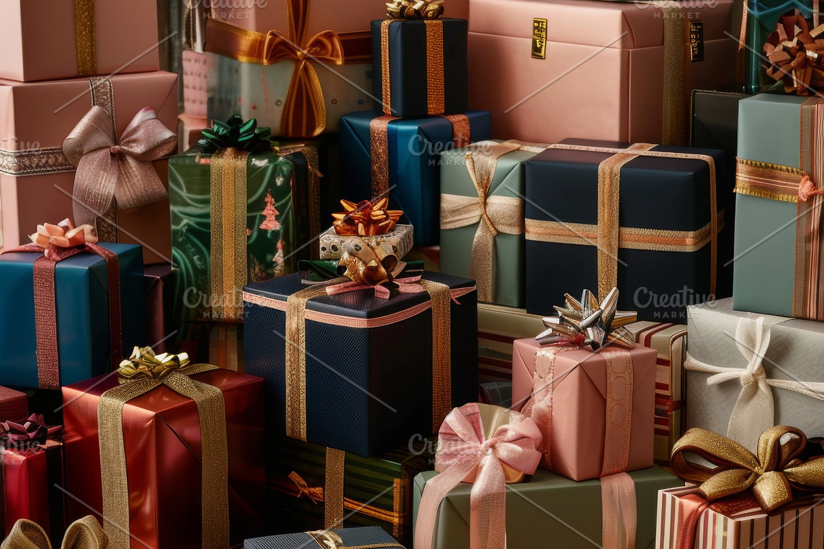 86 Gift boxes with ribbons and bows, a Holiday Photo by Handmadefont (Photo 69 of 90)