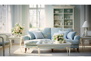 vintage light blue living room ai, a Background Photo by pikepicture