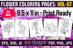 Flower Coloring Pages | Vol - 07