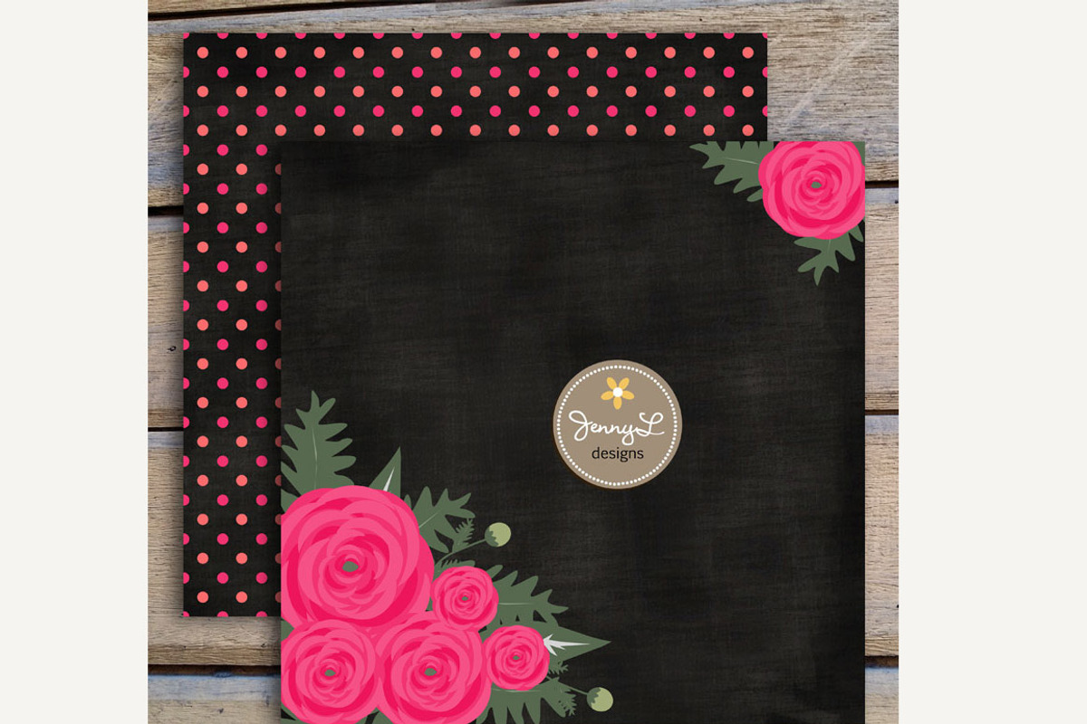 Chalkboard Floral Digital Paper, a Pattern Graphic by JennyL Designs (Photo 4 of 4)