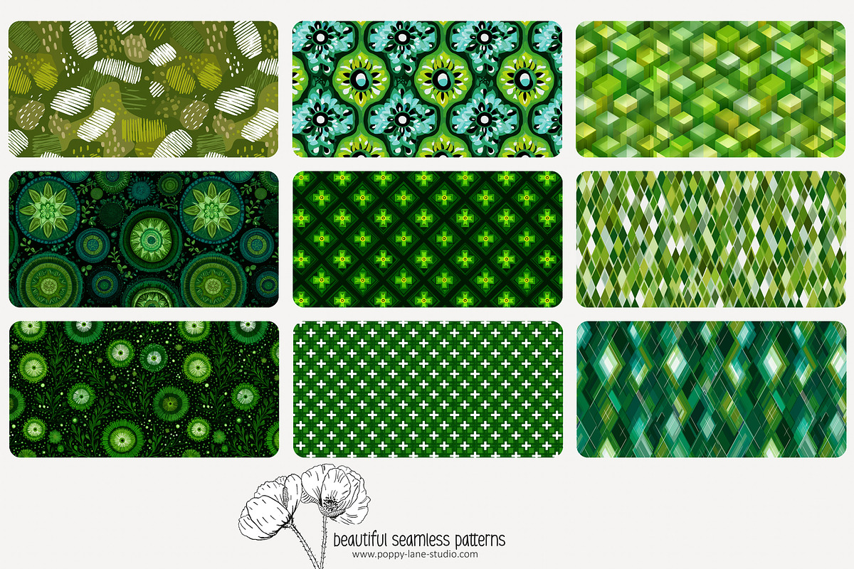 80 green geometric seamless pattern, a Pattern Graphic by Poppy Lane Studio (Photo 4 of 11)