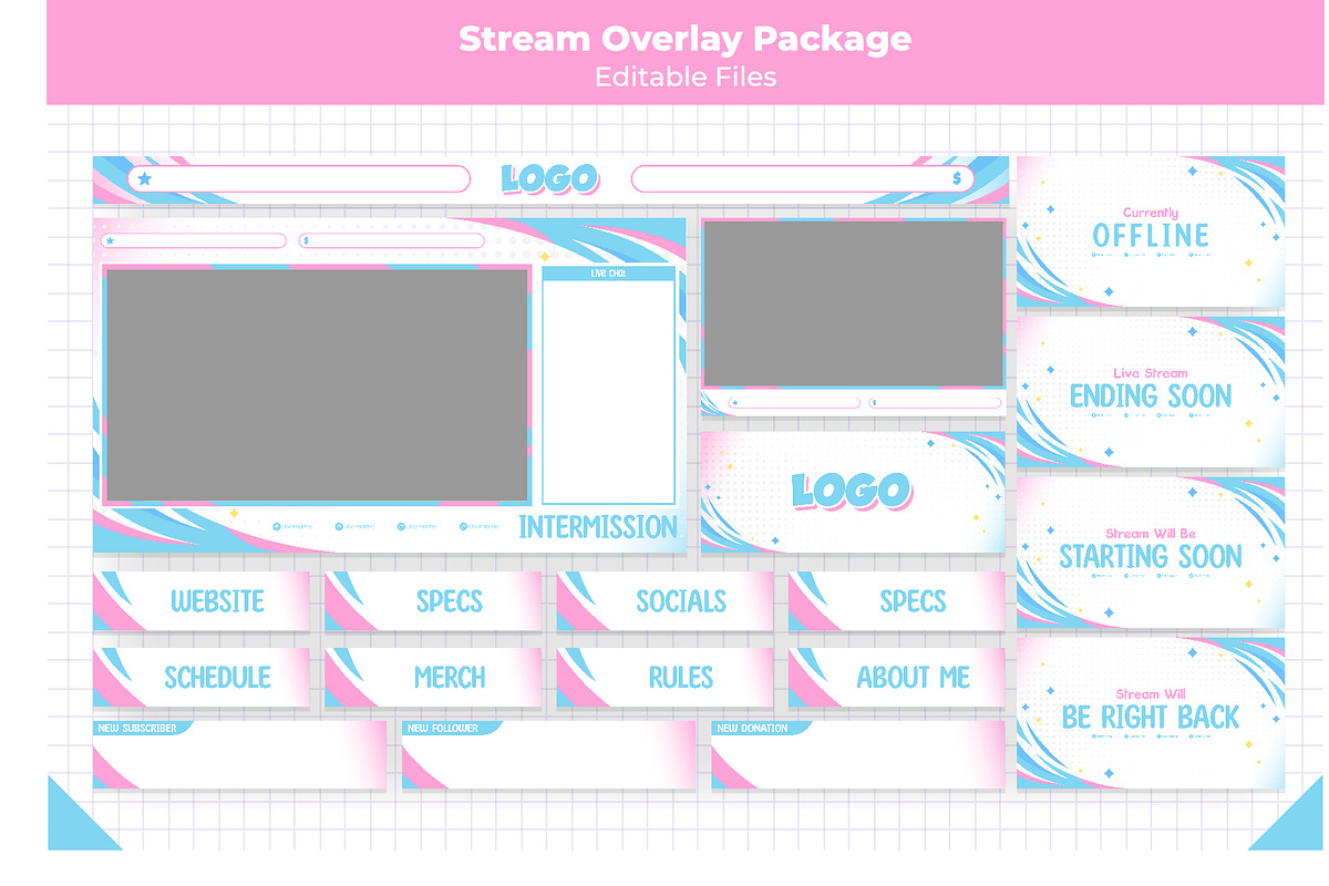 Pink and Blue Theme Overlay Stream, a Design Template by Mhagi27 (Photo 1 of 2)