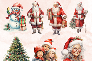 Watercolor Christmas Bundle Clipart