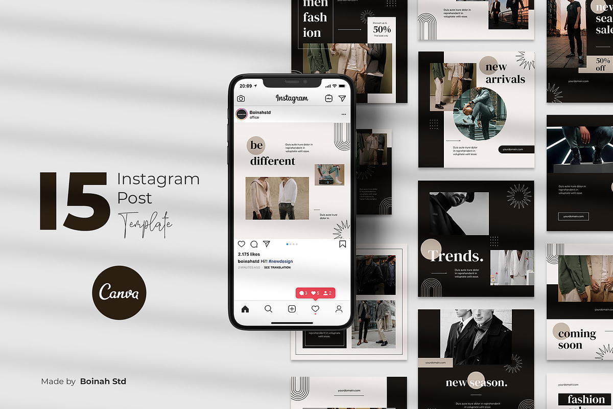Fashion Instagram Canva Template, a Social Media Template by Boinah Studio (Photo 1 of 6)