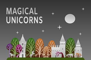 Magical Unicorns, Trees, Castles