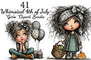 Whimsical 4th of July Girls Clipart, a Seasonal Illustration by Canvas Craft (Thumbnail 1 of 10)