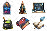 Watercolor Wizard School Clipart, an Illustration by Dream Creation (Thumbnail 6 of 7)